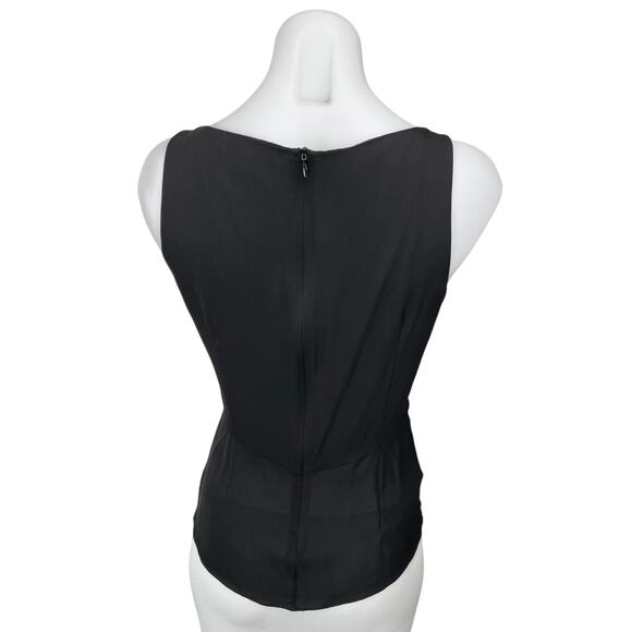 Theory Jinelle Black Sleeveless 100% Silk V-neck Peplum Blouse Tank Top Size S - Picture 4 of 7